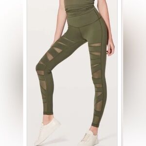 Lululemon Athletica Green Leggings with Mesh Panels